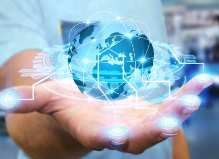 How to create a website featured image of a hand holding the world wide web.